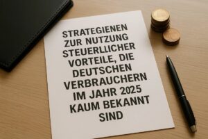 Strategien zur Nutzung steuerlicher Vorteile, die deutschen Verbrauchern im Jahr 2025 kaum bekannt sind